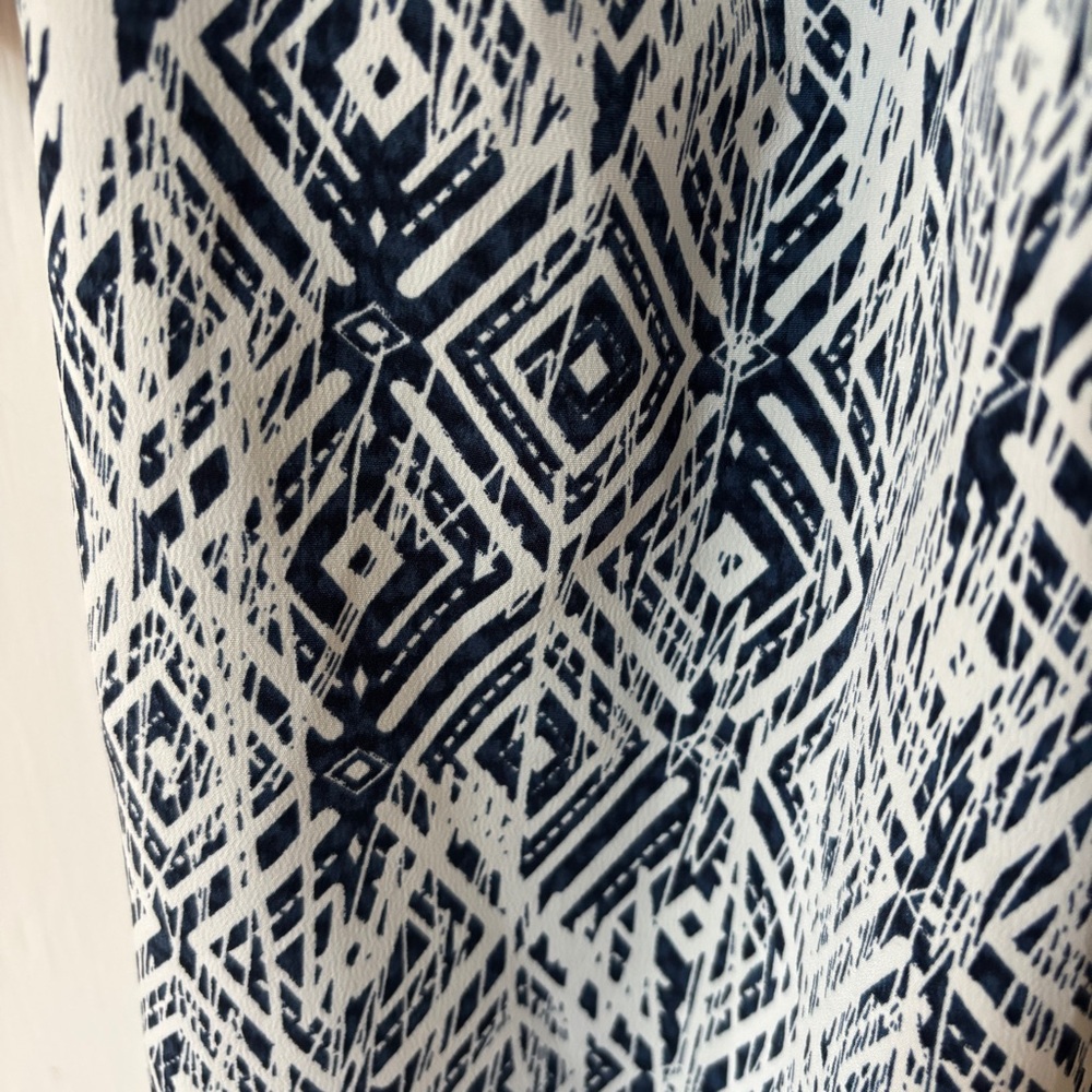 Carin Wester Geometric Print Flowy Dress Size 36 Quarter Zip Drawstring Waist - Picture 12 of 13